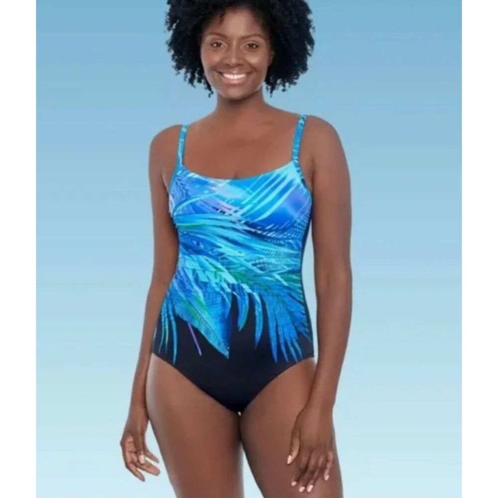 NEW Multicolored Sz 10 Slimming Built in Bra Adjustable Strap Swimsuit DREAMSUIT